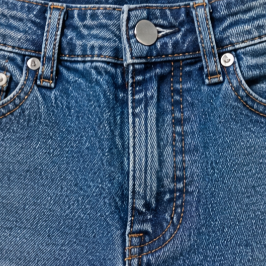 Flarelynn – Scalloped Button-Trim Raw Hem Flare Jeans