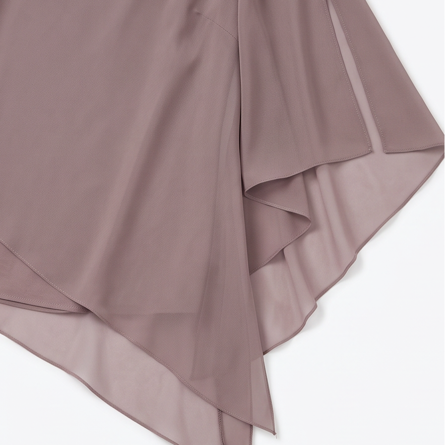 Draperie – Cape Sleeve Chiffon-Look Overlay Wide-Leg Pantsuit