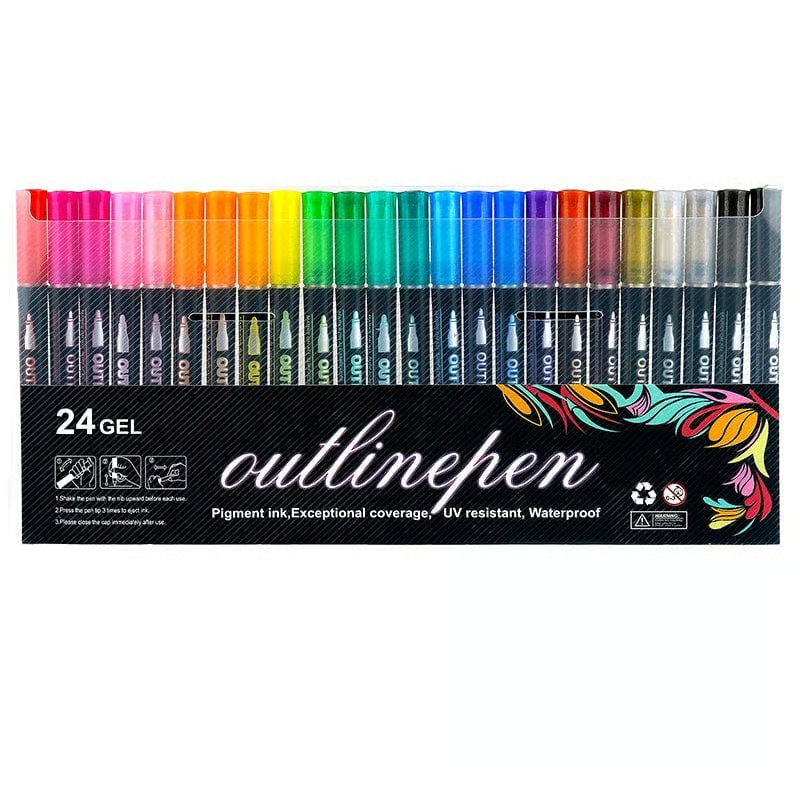 Twinora – Dual-Outline Metallic Ink Marker Set