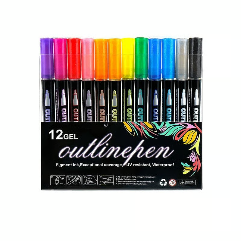 Twinora – Dual-Outline Metallic Ink Marker Set