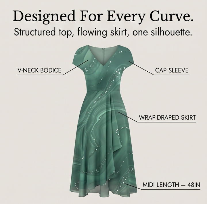 Osyla™ - Flowing Marbled Midi Dress for Special Occasions