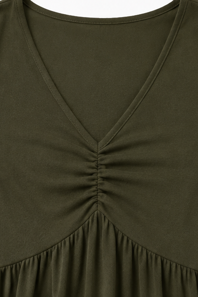 Wearbella – Ruched V-Neck Flared Midi Dress