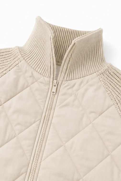 Knitpuff – Knit-Panel Quilted Patchwork Puffer Jacket