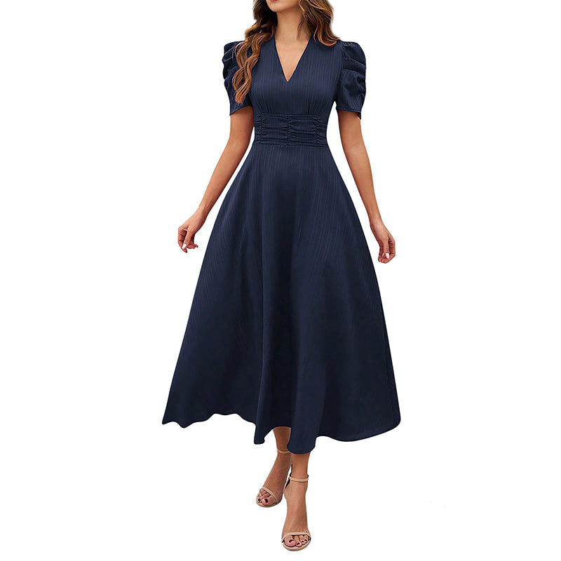 Vivella™ – Elegant Puff Sleeve Midi Dress