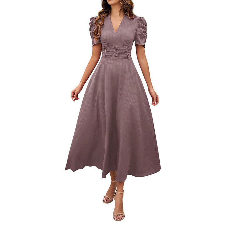 Vivella™ – Elegant Puff Sleeve Midi Dress