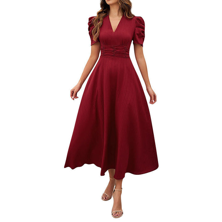 Vivella™ – Elegant Puff Sleeve Midi Dress