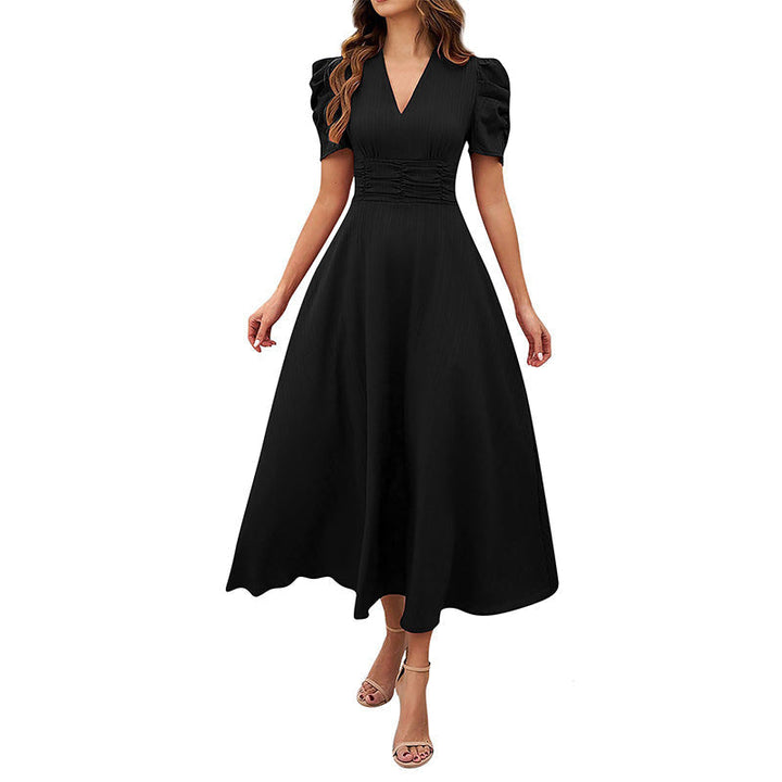 Vivella™ – Elegant Puff Sleeve Midi Dress