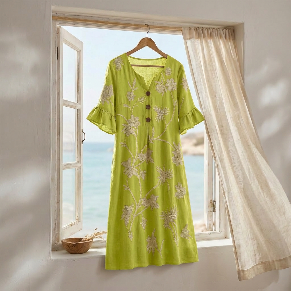 Solenya™ – Embroidered Floral Midi Dress