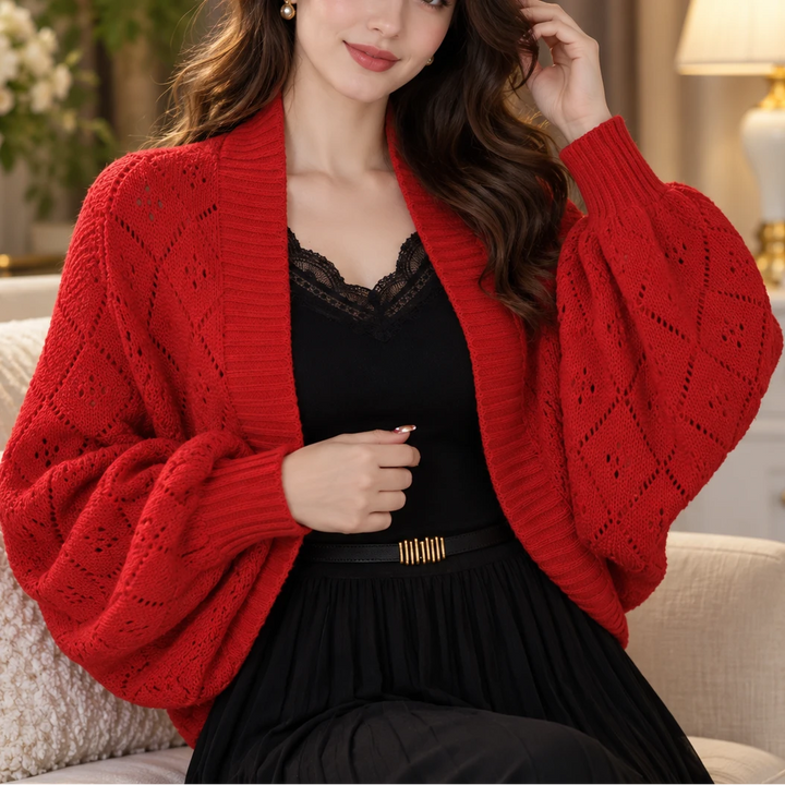 Gridelle – Grid-Knit Batwing Scarf Cardigan