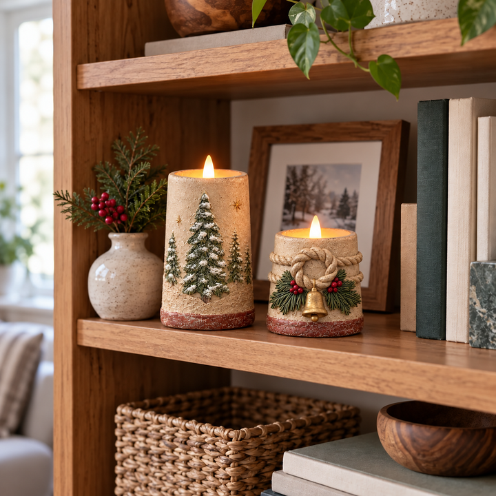 Hearthglow – Rustic Crackle-Finish Flameless LED Candle Set