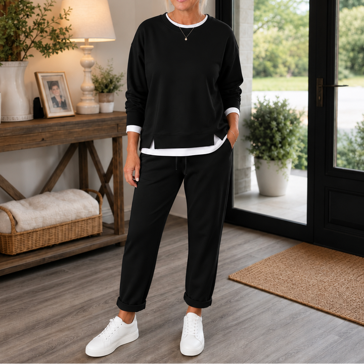 Wearbella – Side-Slit Sweatshirt And Jogger Set