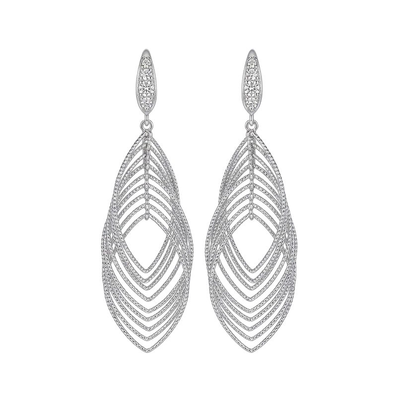 Lumivra™ – Cascading Silver Leaf Earrings