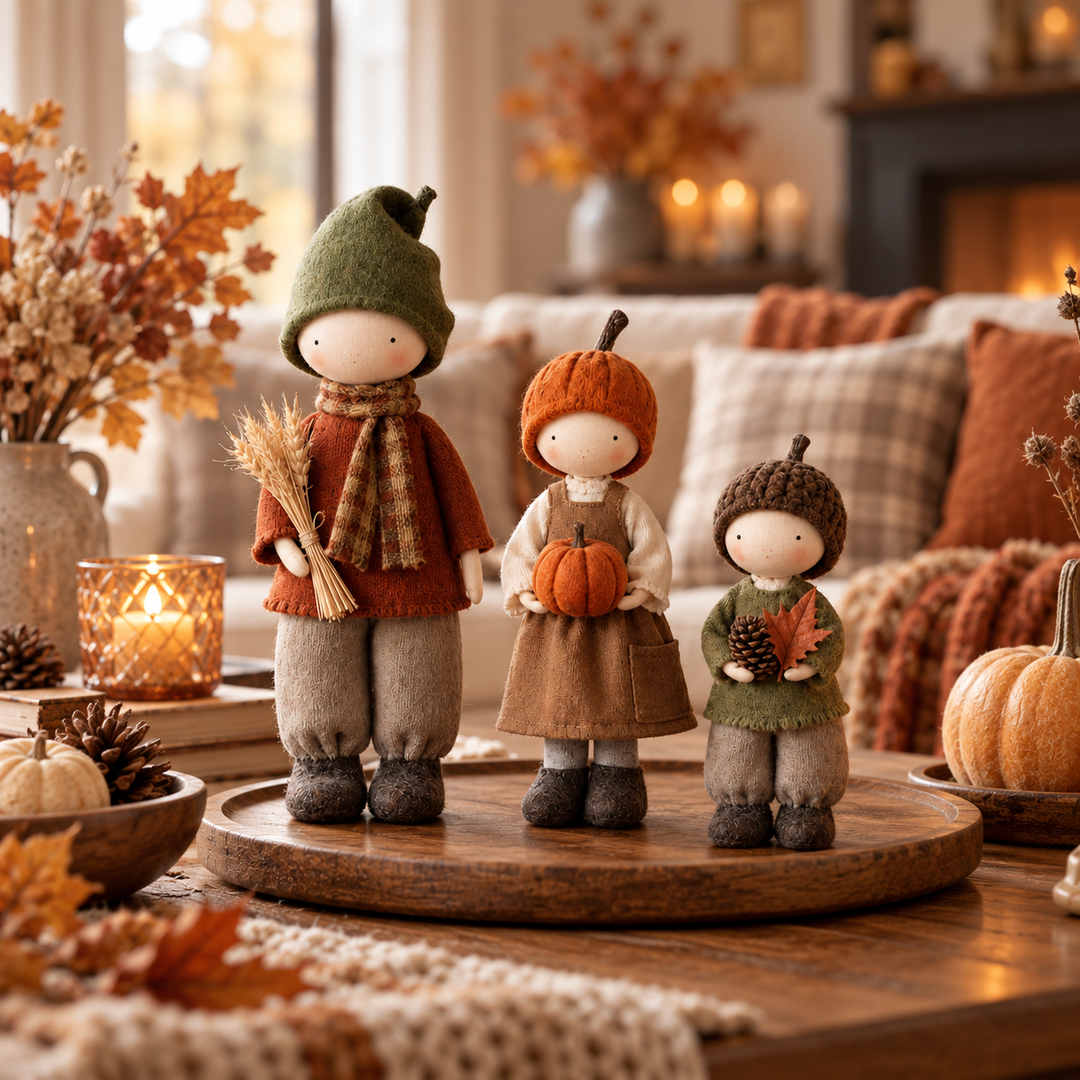 Harvest Hearth – Three-Piece Harvest Doll Figurine Set