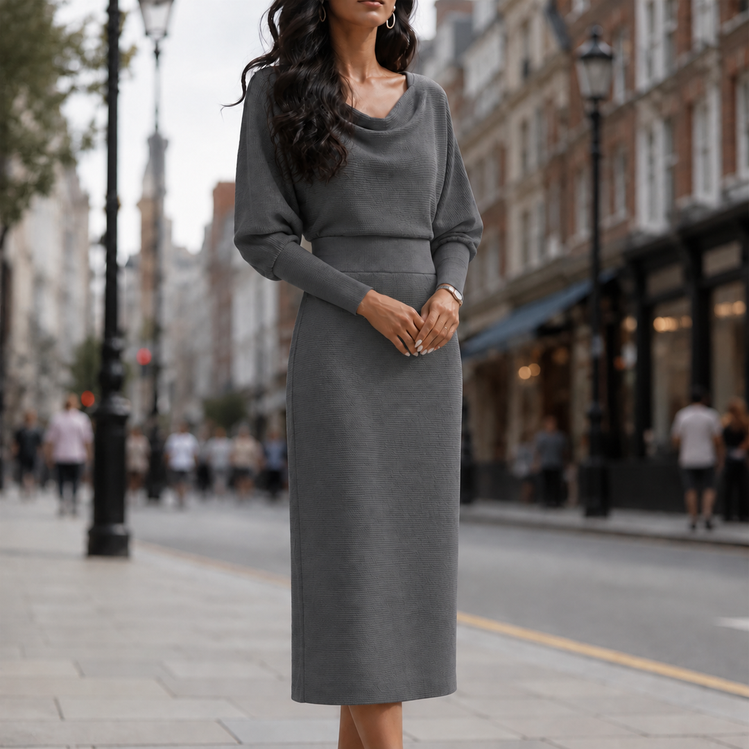 Wearbella – Ribbed Draped Top And Midi Skirt Set