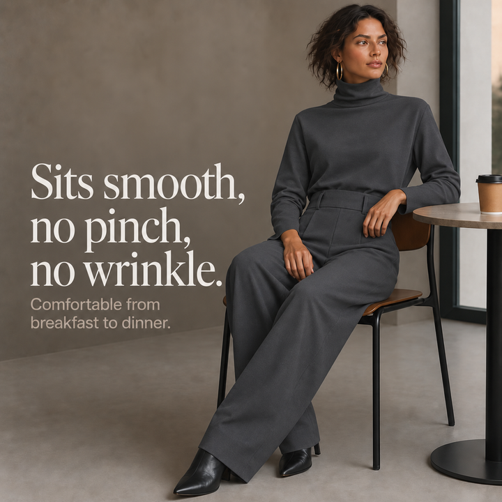 Wearbella – High-Waist Turtleneck And Trouser Set With Belt
