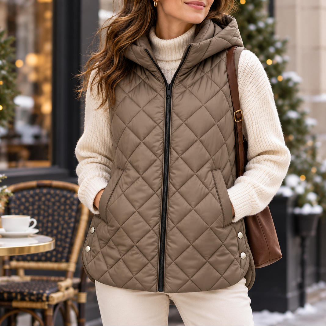 Quilta – Long Quilted Hooded Sleeveless Vest