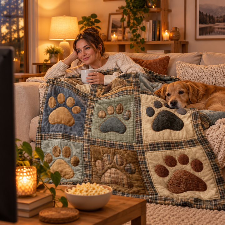 Pawhaven – Paw Print Flannel Throw Blanket