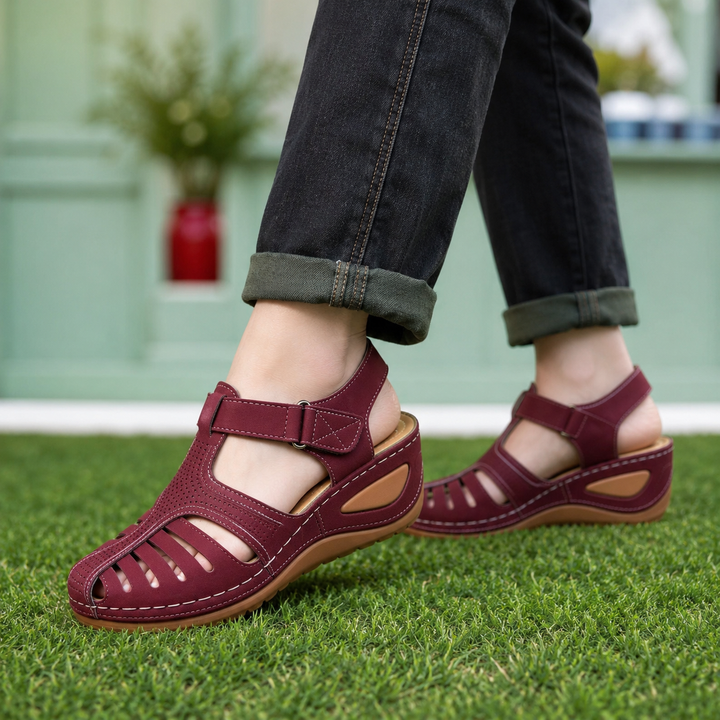 Wearbella – Closed-Toe Cut-Out Wedge Sandals