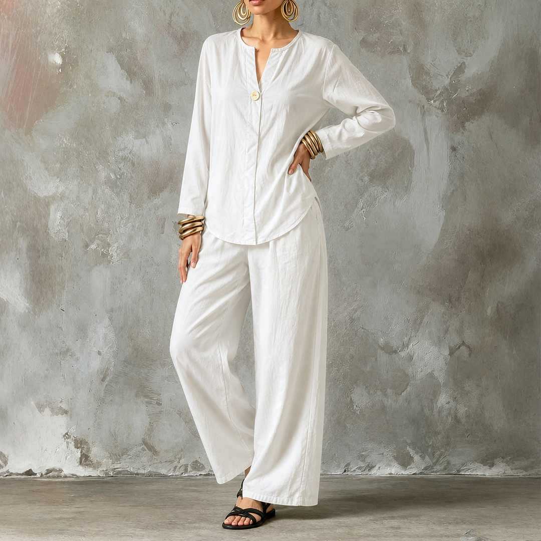 Wearbella – Wide-Leg Pants And Shirt Two-Piece Set