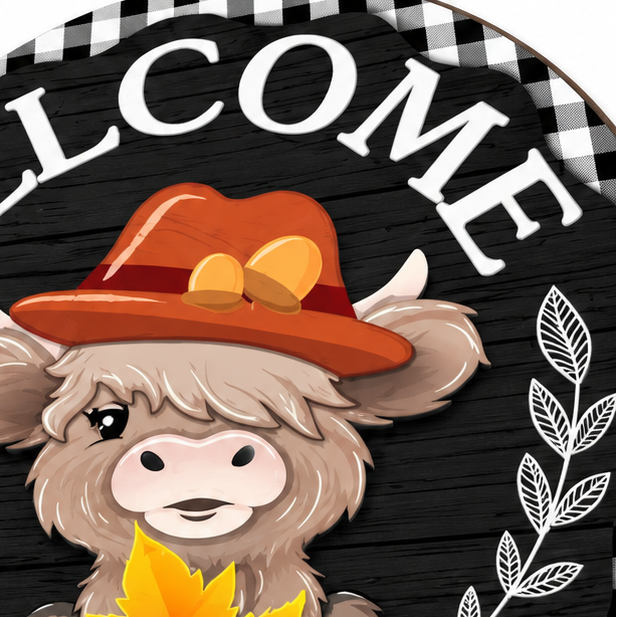 Moo Seasons – Magnetic Interchangeable Highland Cow Welcome Sign