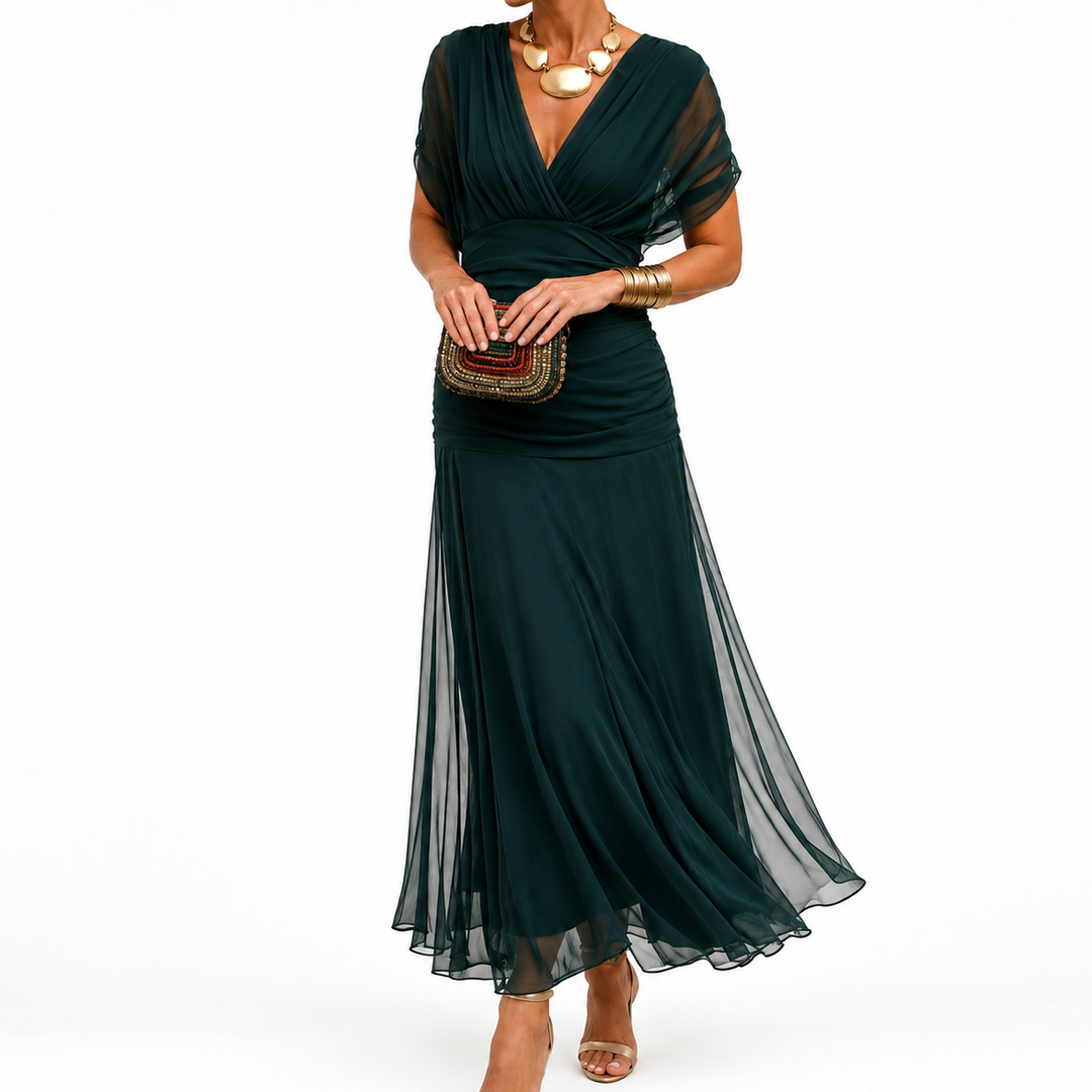 Veloura – Off-The-Shoulder Draped Mermaid Maxi Dress