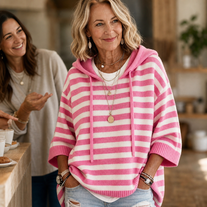 Wearbella – Oversized Striped Hooded Sweater