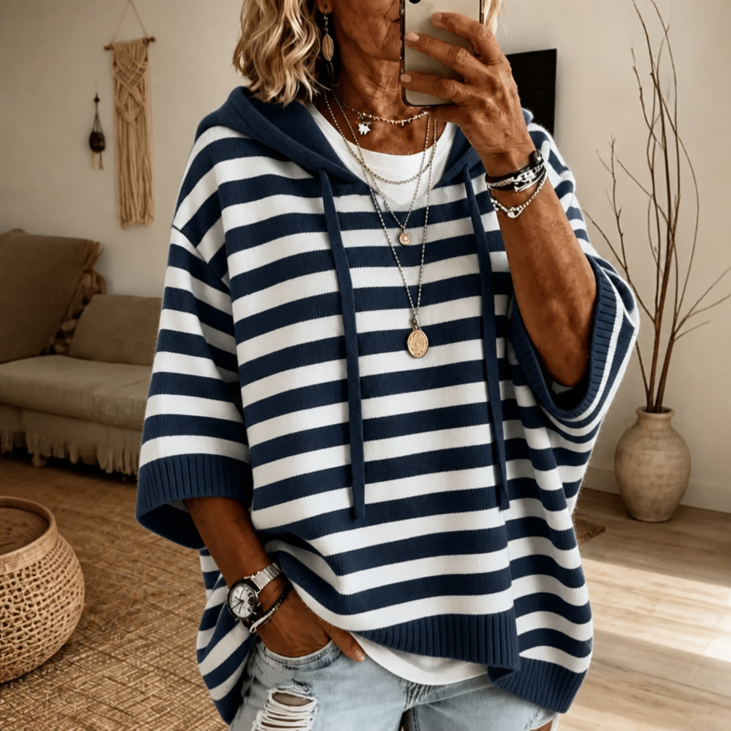 Wearbella – Oversized Striped Hooded Sweater
