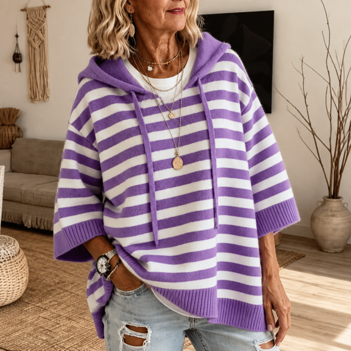 Wearbella – Oversized Striped Hooded Sweater