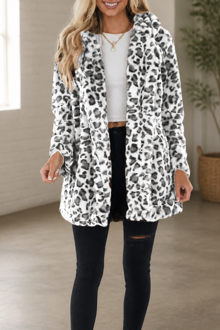 Leora – Leopard Print Faux Fur Longline Coat