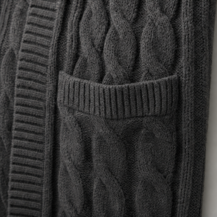 Wrapetta – Hooded Longline Cable-Knit Cardigan