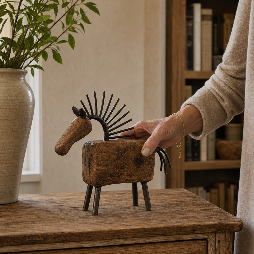 Harlowe & Forge – Mixed Wood Look And Metal Like Horse Figurine
