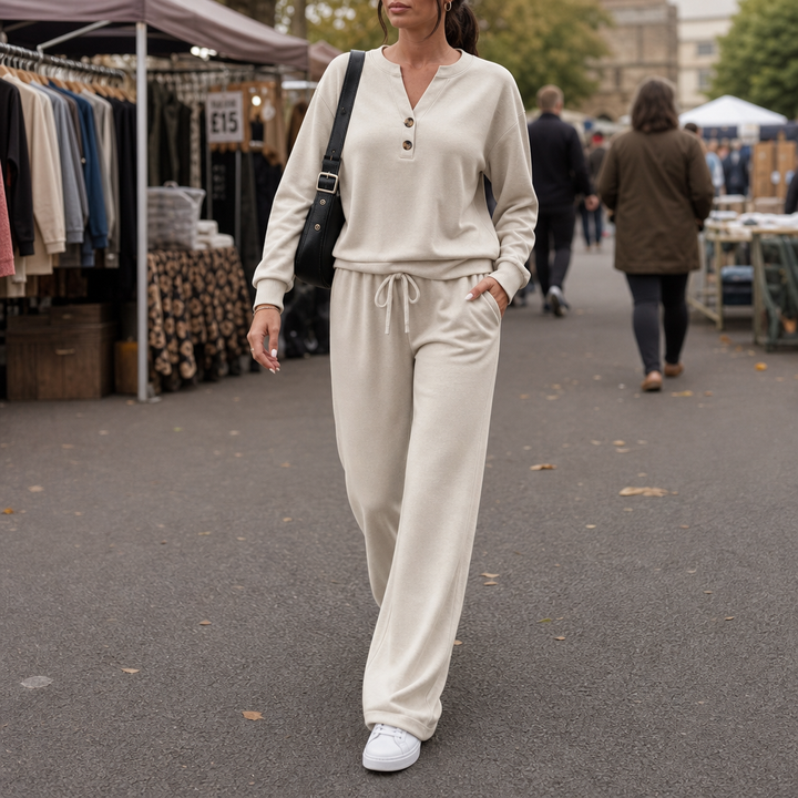 Wearlyn – Henley Wide-Leg Two-Piece Lounge Set