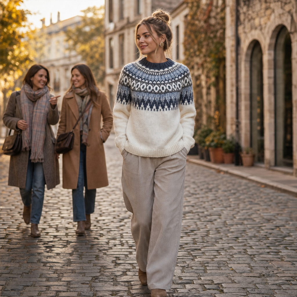 Wearlyn – Colorblock Yoke Dropped-Shoulder Knit Sweater