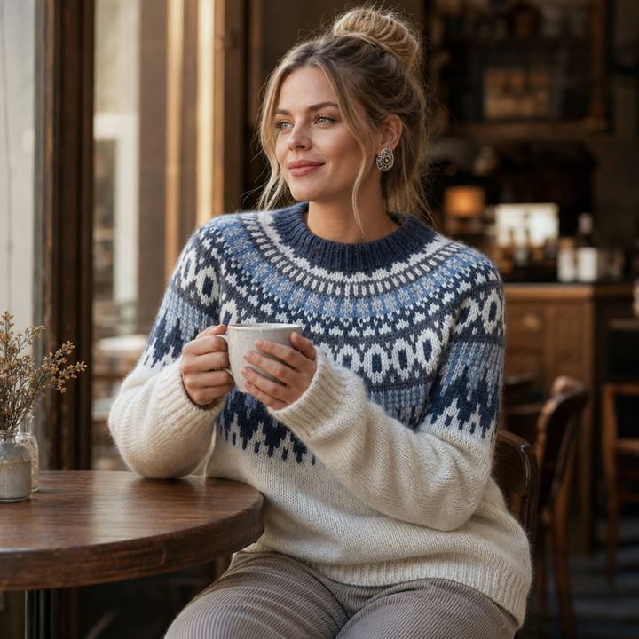 Wearlyn – Colorblock Yoke Dropped-Shoulder Knit Sweater
