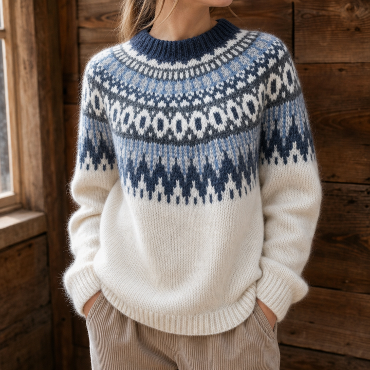 Wearlyn – Colorblock Yoke Dropped-Shoulder Knit Sweater