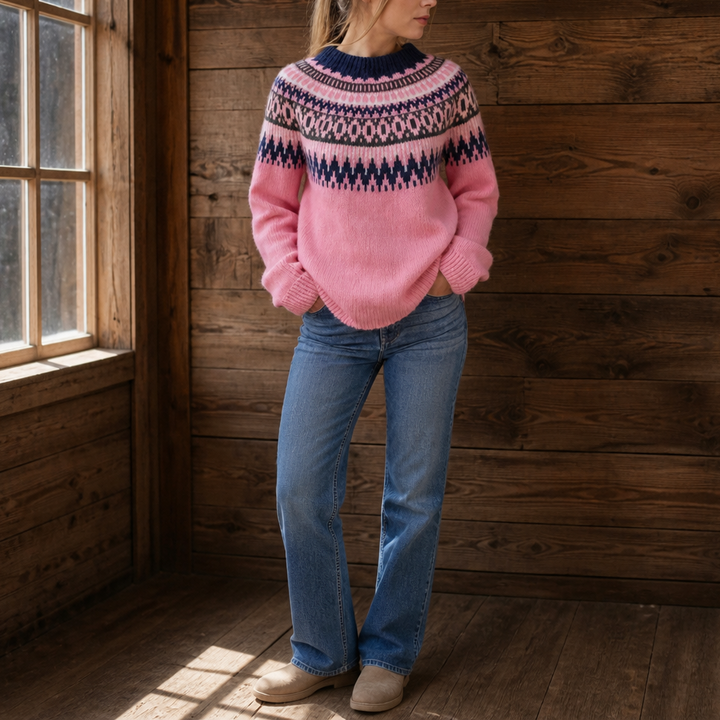 Wearlyn – Colorblock Yoke Dropped-Shoulder Knit Sweater