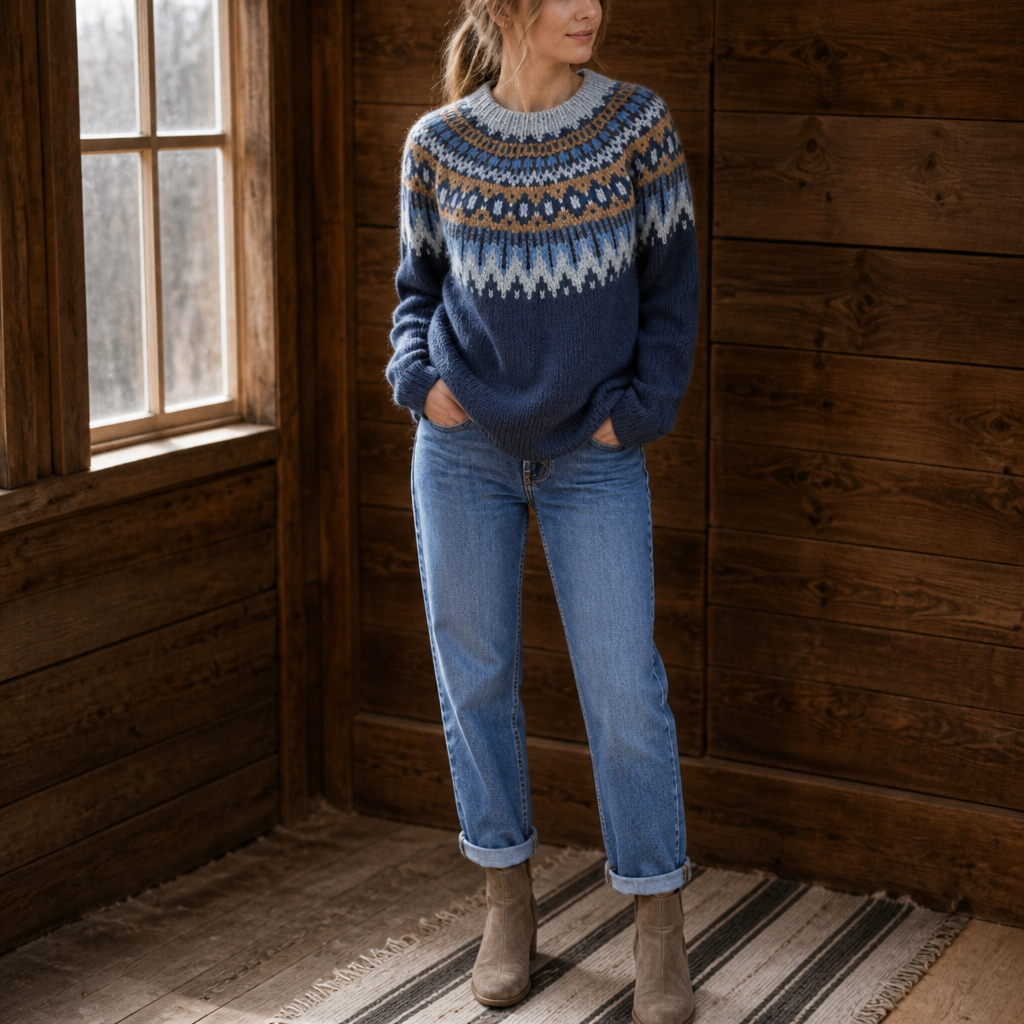 Wearlyn – Colorblock Yoke Dropped-Shoulder Knit Sweater