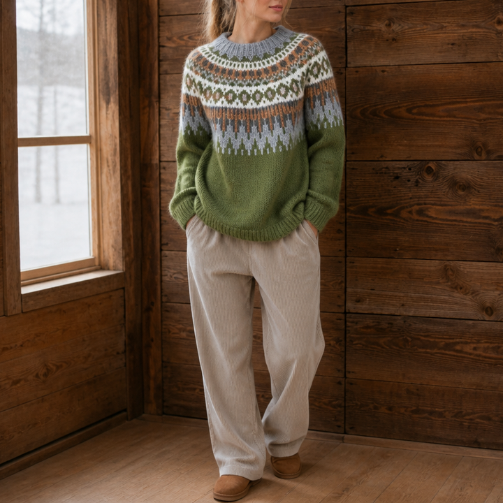 Wearlyn – Colorblock Yoke Dropped-Shoulder Knit Sweater