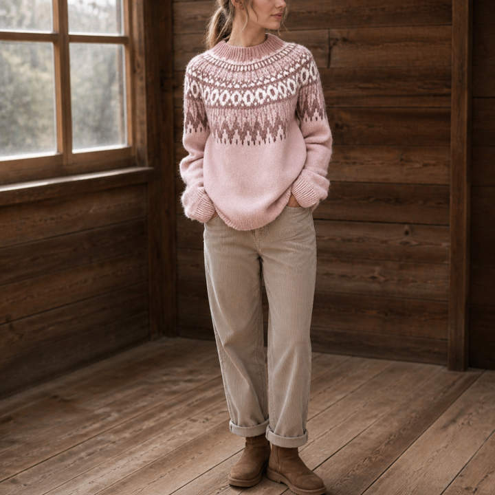 Wearlyn – Colorblock Yoke Dropped-Shoulder Knit Sweater