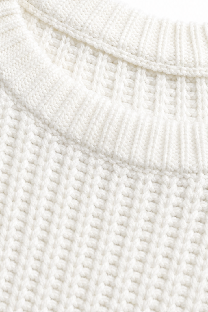 Wrenfield – Distressed Ribbed Knit Oversized Sweater with Ladder Rips, Crewneck Tunic