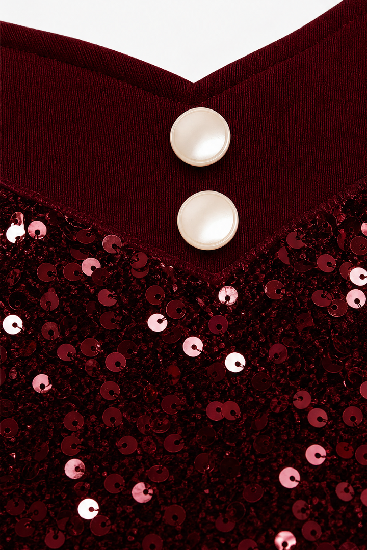 Veluxe Duo – Sequin Front Mock-Layer Evening Top