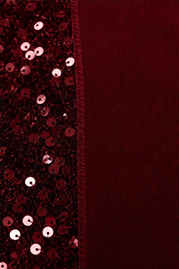 Veluxe Duo – Sequin Front Mock-Layer Evening Top