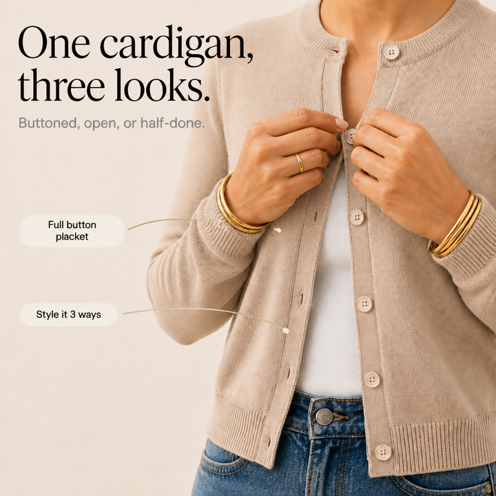 Buttonly – Fitted Ribbed Crop Button-Front Cardigan