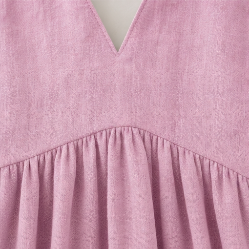 Linenova – Pleated V-Neck Cotton-Linen Look Maxi Dress
