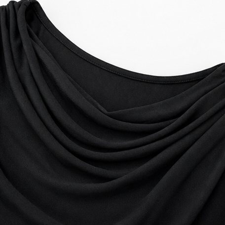 Wrapelle – Ruched Cowl-Neck Batwing Sleeve Top
