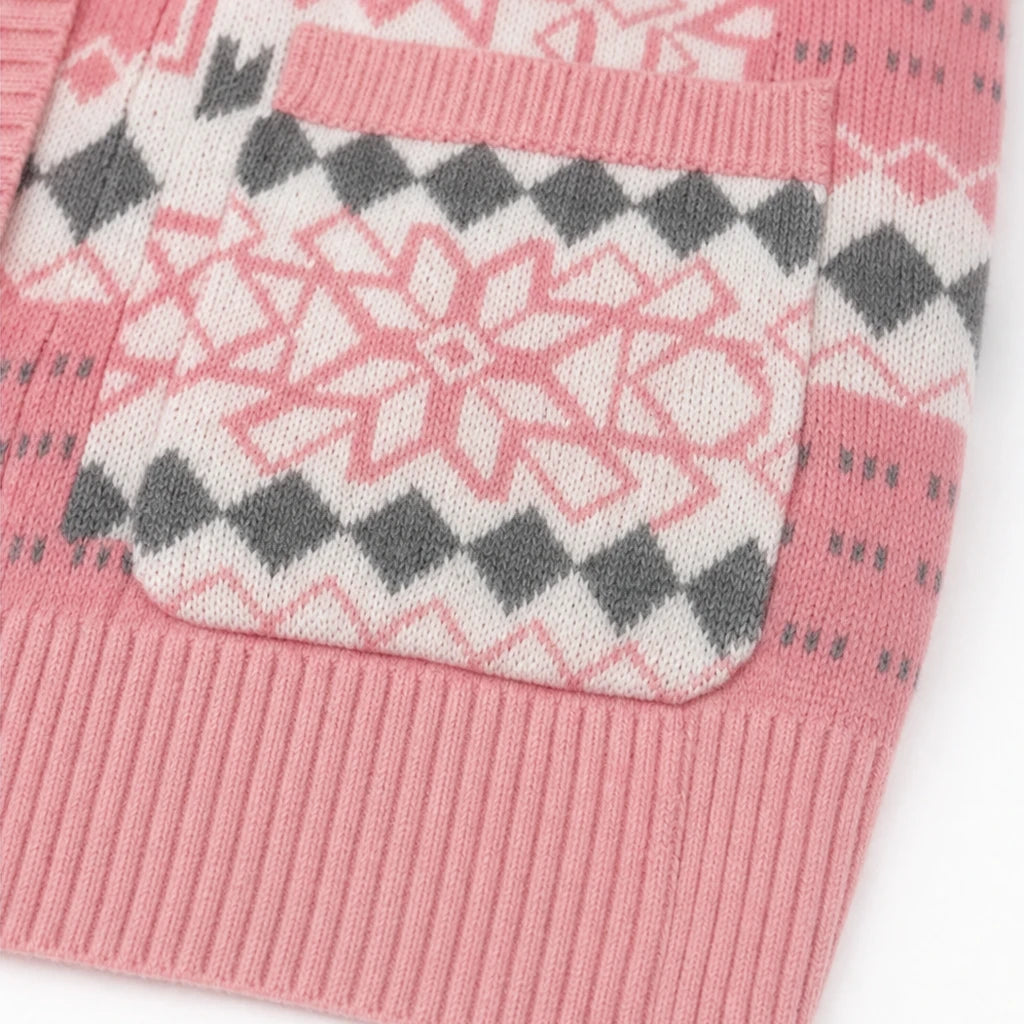 Jacquard Haven – Pink Patterned Knit Jacket