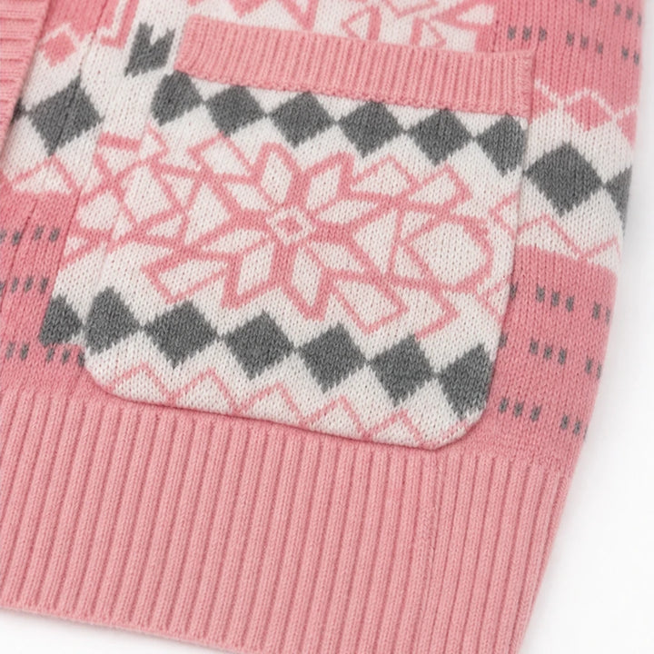 Jacquard Haven – Pink Patterned Knit Jacket