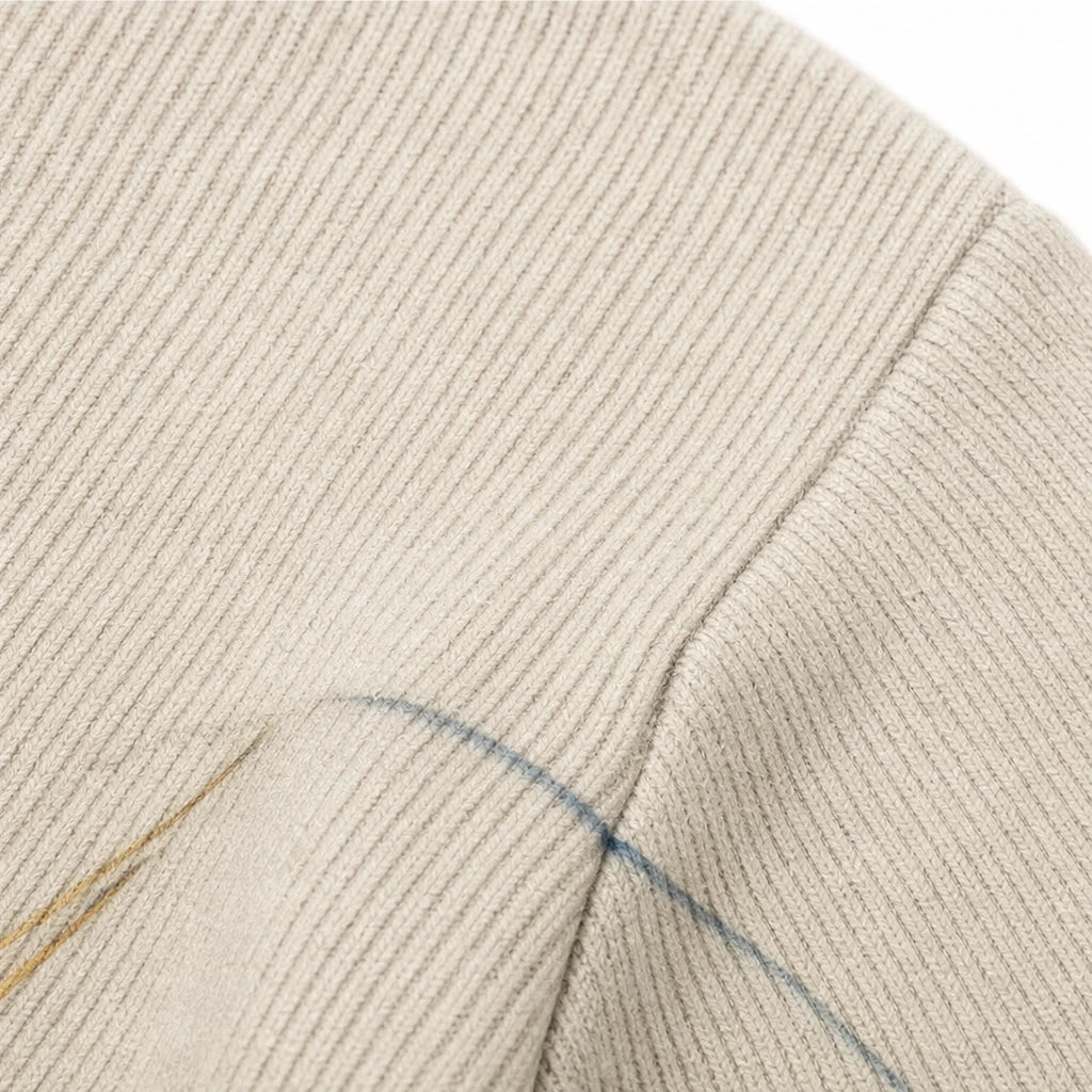 Stria – Abstract Pattern High-Neck Lantern-Sleeve Sweater