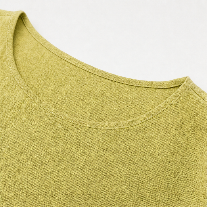 Effortlane – Asymmetric Hem Cotton-Linen Tunic Set