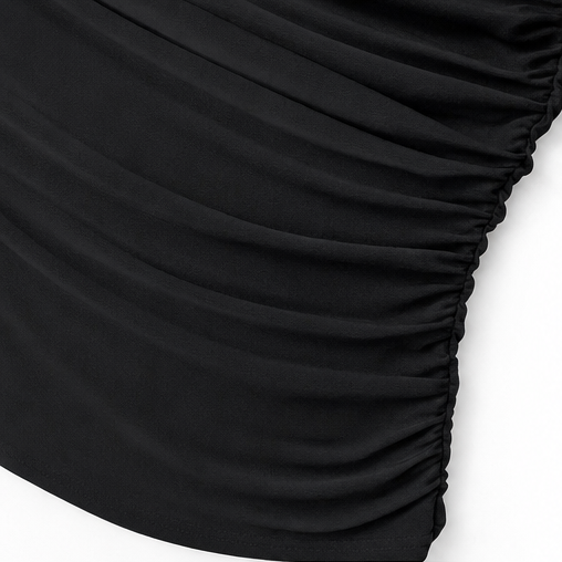 Wrapelle – Ruched Cowl-Neck Batwing Sleeve Top